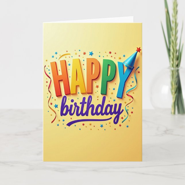 Rainbow Block Birthday Card (Front)