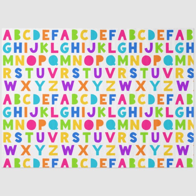 Rainbow Block Letter Alphabet Tissue Paper (Front)