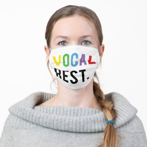 rainbow block text colorful vocal rest adult cloth face mask