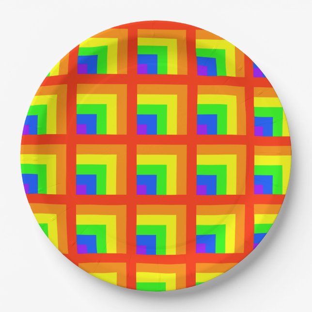 Rainbow Blocks Party Plates - set 2 (Front)