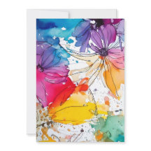 Rainbow Bloom Watercolor Floral Invitation