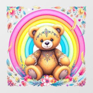 Rainbow Blossom Teddy Wall Decal
