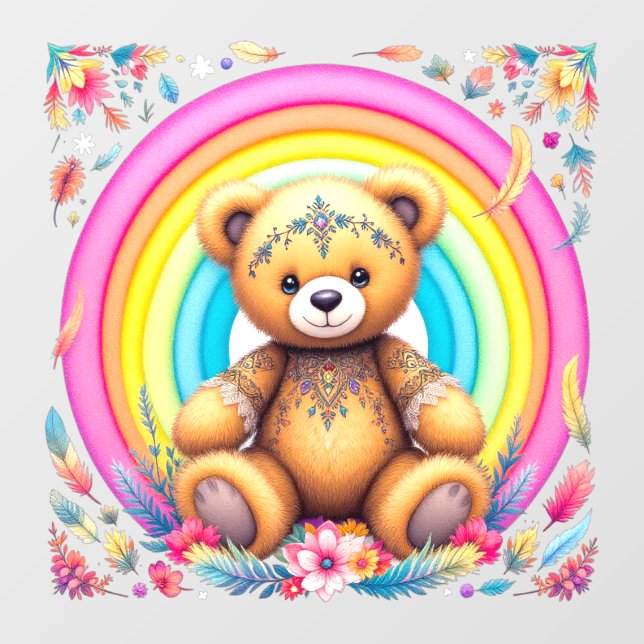 Rainbow Blossom Teddy Wall Decal (Front)