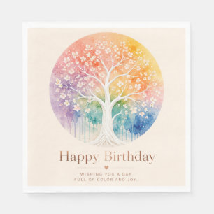 Rainbow Blossom Tree Birthday Joy Napkins