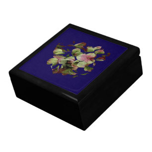 Rainbow Blossoms On Dk Blue Decorative Gift Box