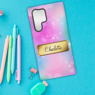 Rainbow Blue and Pink Bokeh Samsung Galaxy S22 Ultra Case