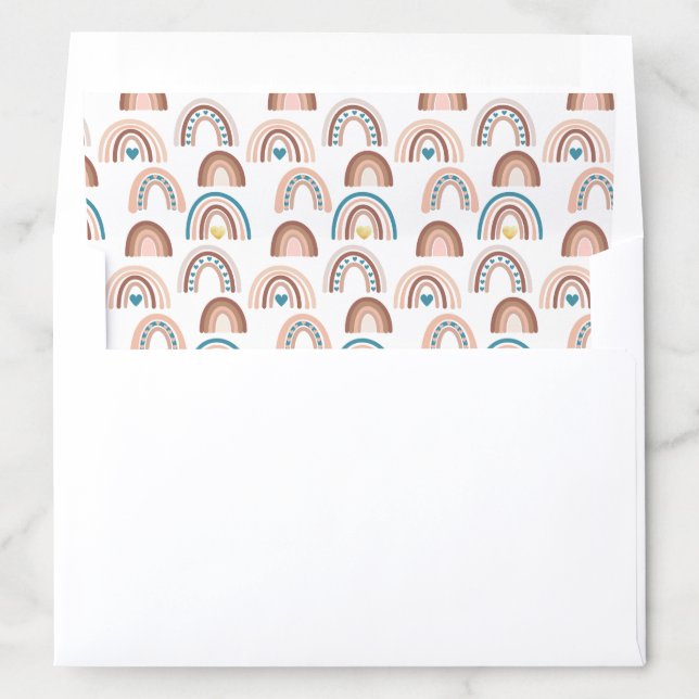 Rainbow Blue Boho Baby Shower Envelope Liner (In Envelope)