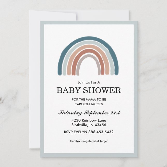 Rainbow Blue Boy Baby Shower Invitation (Front)
