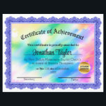 Rainbow Blue Certificate of Achievement<br><div class="desc">This is a certificate of achievement.  Generally,  for a church,  but can be used for other things also.</div>