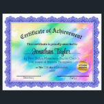 Rainbow Blue Certificate of Achievement<br><div class="desc">This is a certificate of achievement.  Generally,  for a church,  but can be used for other things also.</div>
