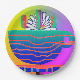 Rainbow Blue Cup Saucer Party Cocktail Paper Plates