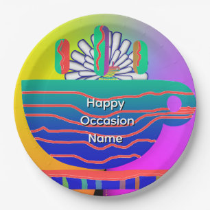 Rainbow Blue Cup Saucer Party  Paper Plates