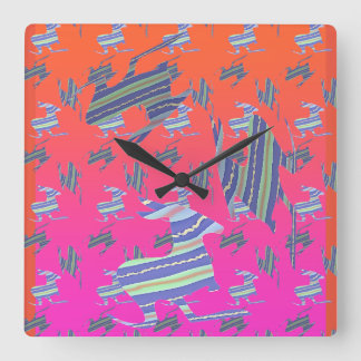 Rainbow Blue Kangaroo Square Wall Clock