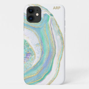 *~* Rainbow Blue Mint Agate Gold Glitter Pastel iPhone 11 Case