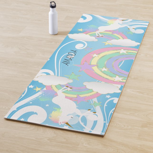 Rainbow Blue Unicorn Yoga Mat (In Situ)