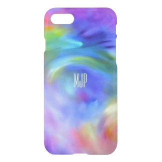 Rainbow Blue with Monogram iPhone SE/8/7 Case