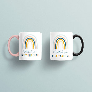 Rainbow blue yellow personalised best teacher coffee mug