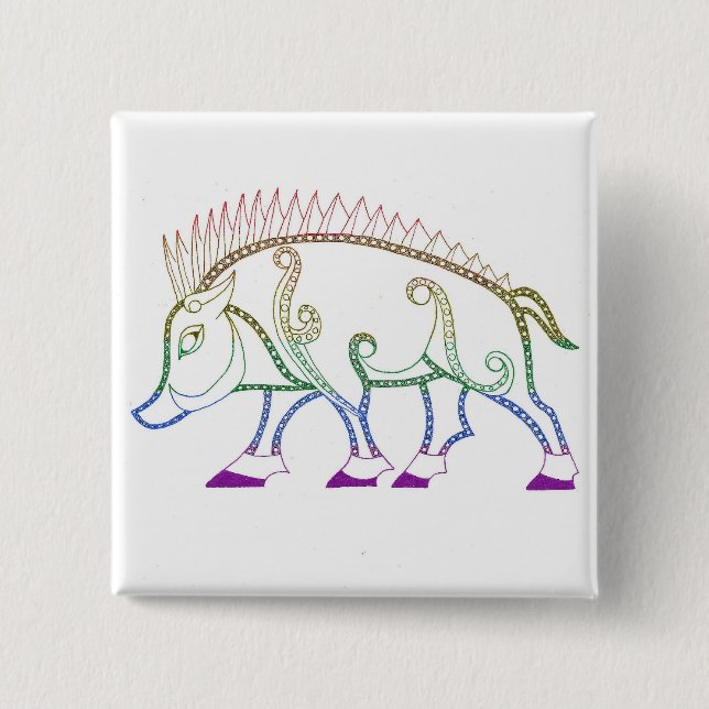 Rainbow Boar Button (Front)