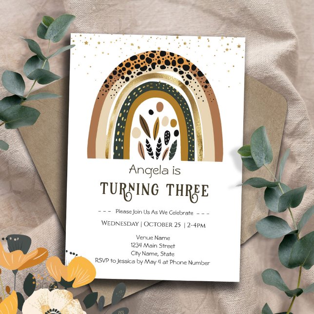 Rainbow Boho 2nd Birthday  Invitation (Creator Uploaded)