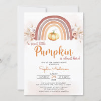 Rainbow Boho A Little Pumpkin Fall Baby Shower Invitation