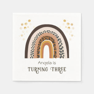 Rainbow Boho Animal Print 3rd Birthday Napkins