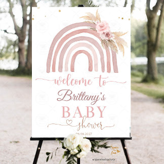 Rainbow Boho ba y shower welcome sign