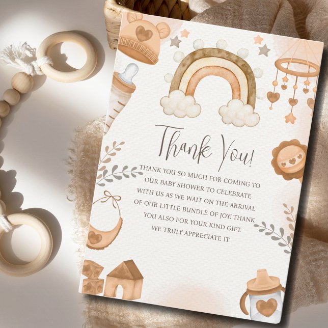 Rainbow Boho Baby Shower Gender Neutral Thank You Card (Creator Uploaded)