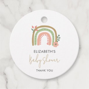 Rainbow Boho Baby Shower Muted Colors Earth Cute Favor Tags