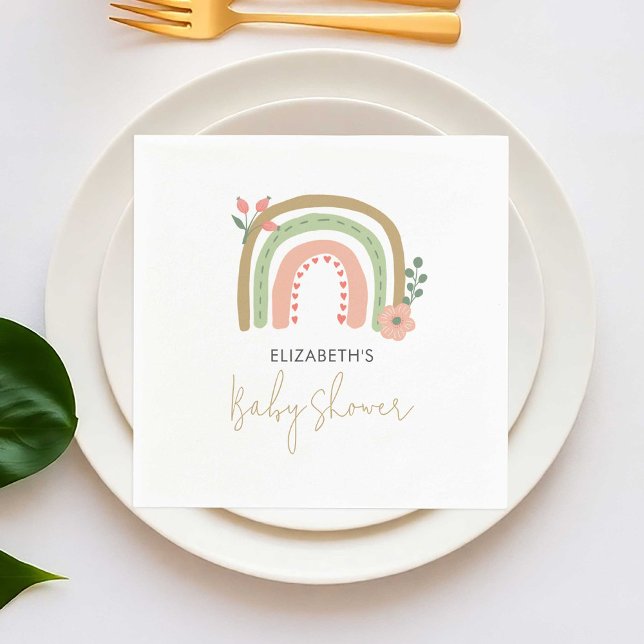 Rainbow Boho Baby Shower Muted Colors Earth Cute Napkins (Creator Uploaded)