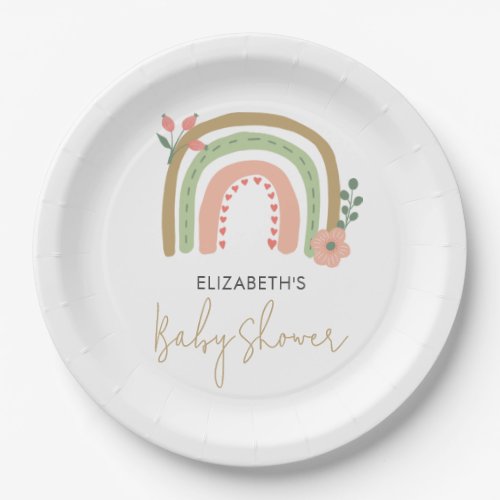 Rainbow Boho Baby Shower Muted Colors Earth Cute Paper Plates