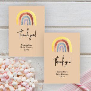 Rainbow boho baby shower  thank you card