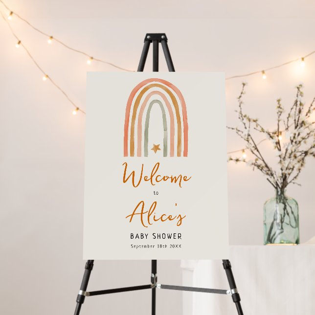 Rainbow Boho Baby Shower Welcome Sign (In Situ (Stand))