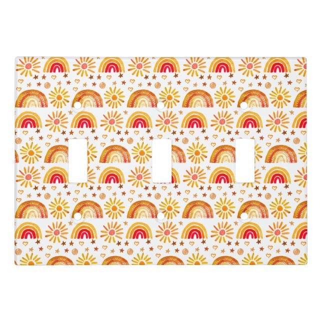 Rainbow Boho Birthday Baby Shower Gender Neutral Light Switch Cover (Front)