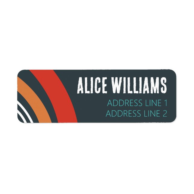 Rainbow boho blue red white line art label (Front)