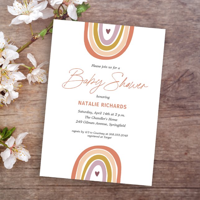 Rainbow Boho Blush Peach Baby Shower Invitation (Creator Uploaded)
