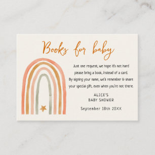 Rainbow Boho Books For Baby Shower Enclosure Card