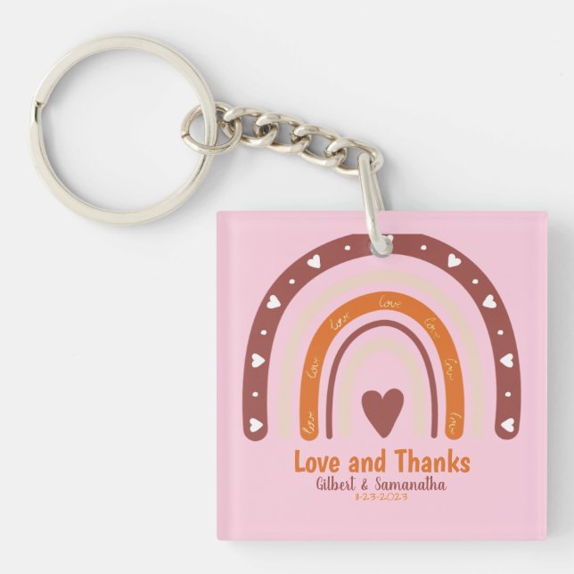 RAINBOW BOHO CHRISTIAN QUOTE / LOVE AND THANK YOU KEYCHAIN (Front)