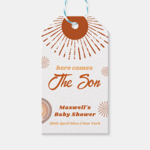 Rainbow Boho Here Comes The Son Baby Shower  Gift Tags