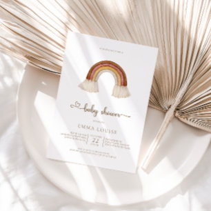 Rainbow Boho Neutral Baby Shower Invitation