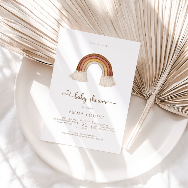 Rainbow Boho Neutral Baby Shower  Invitation (Creator Uploaded)