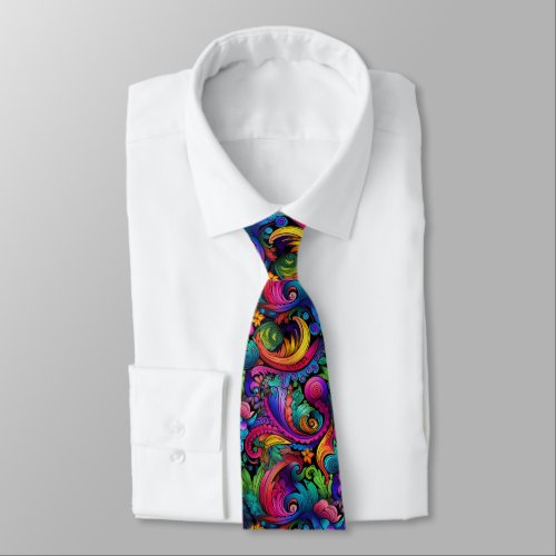 Rainbow Boho Paisley Necktie