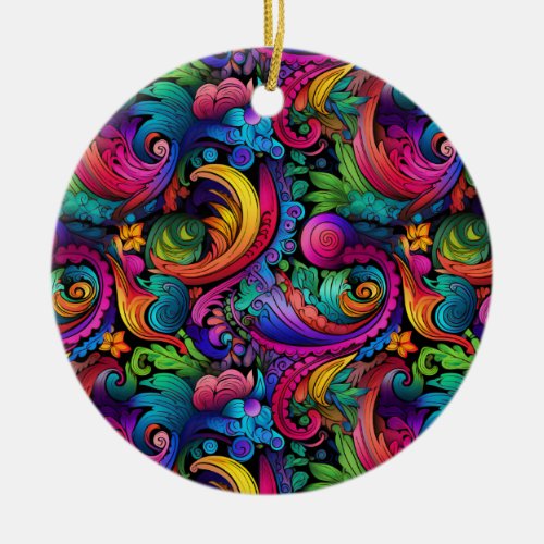 Rainbow Boho Paisley Ornament