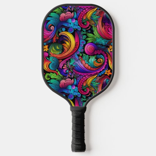 Rainbow Boho Paisley Pickleball Paddle