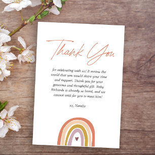 Rainbow Boho Peach Blush Baby Shower Thank You Card