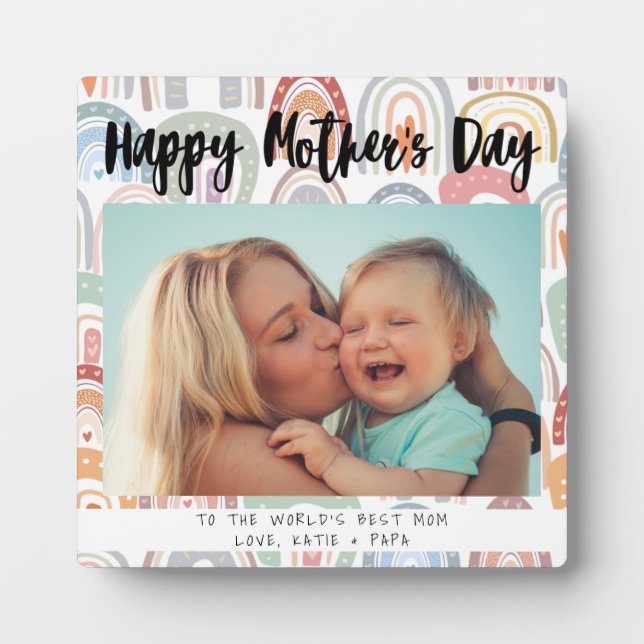 Rainbow Boho Photo Calligraphy Mother’s Day Gift Plaque (Front)