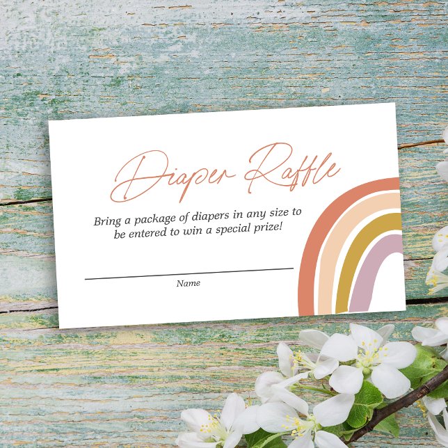 Rainbow Boho Pink Blue Baby Shower Diaper Raffle Enclosure Card (Creator Uploaded)