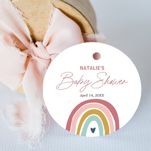 Rainbow Boho Pink Blue Baby Shower Favor Tags