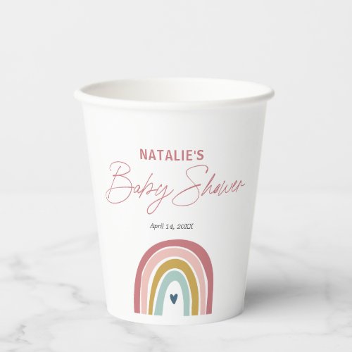Rainbow Boho Pink Blue Baby Shower Paper Cups