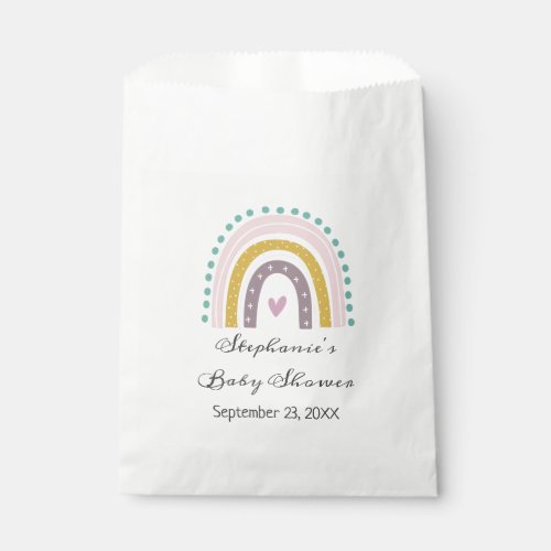 Rainbow Boho Pink Teal Hearts Baby Shower Favor Bag