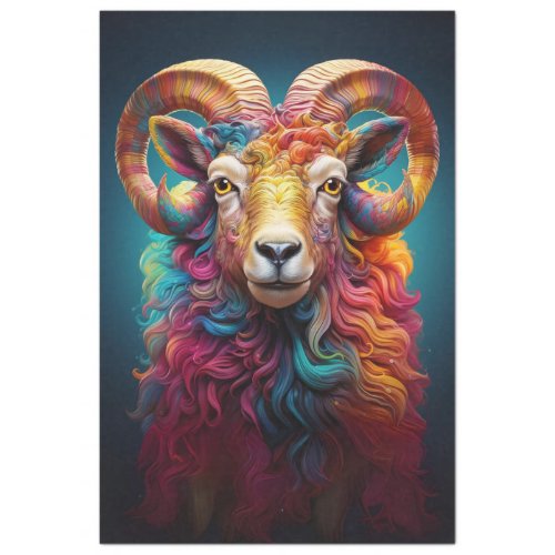 Rainbow Boho Ram Decoupage  Tissue Paper